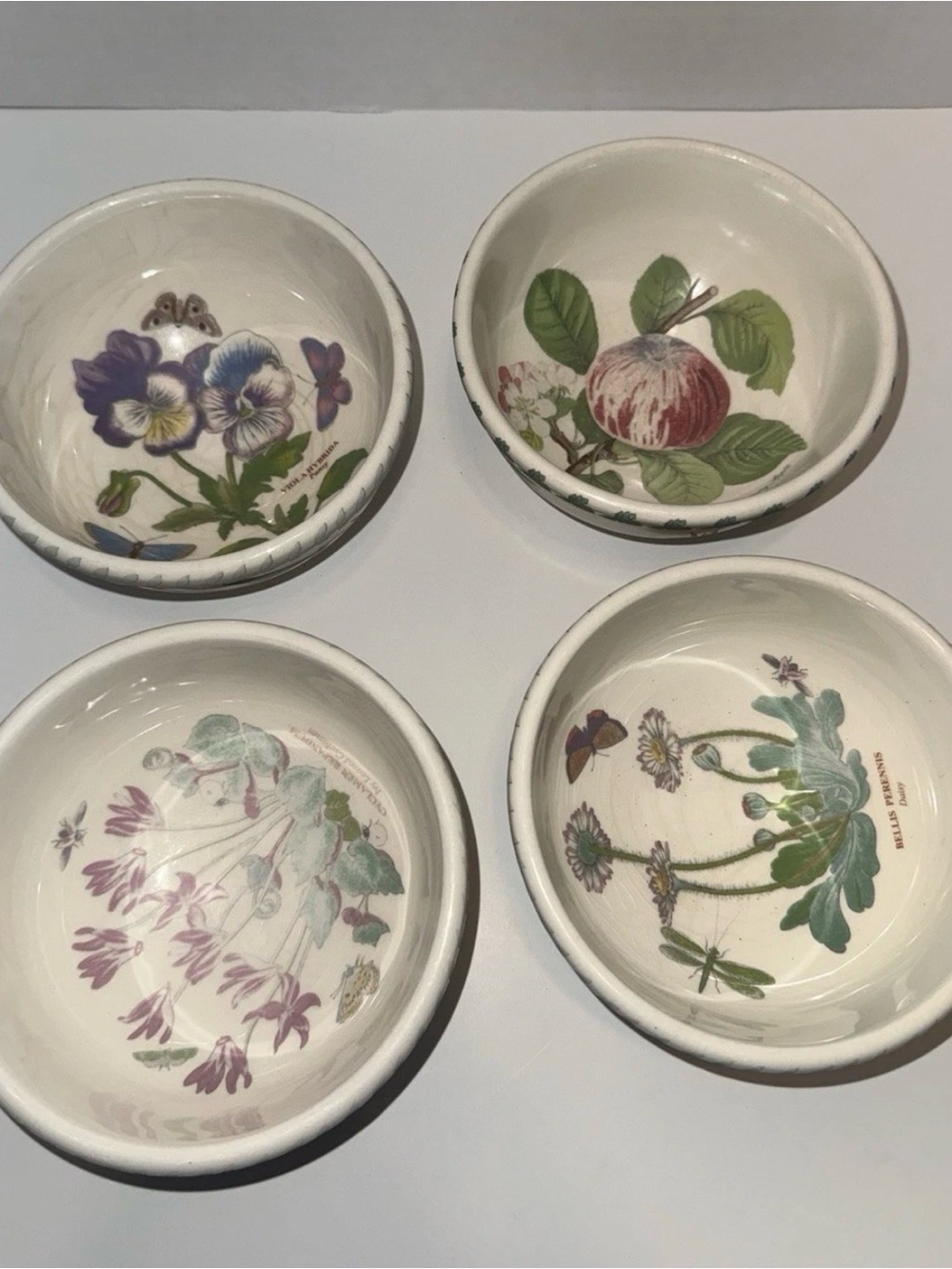Portmeirion Botanic Garden Pomona Cereal Bowl Lot of 4 Floral Fruit England